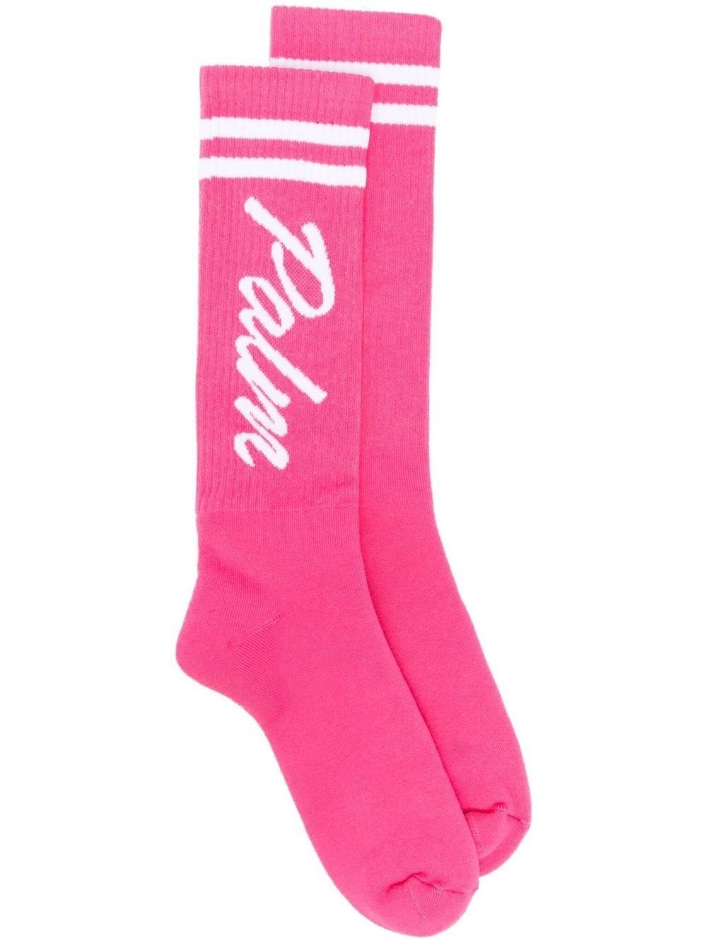 PALM ANGELS PINK SOCKS WITH INLAY