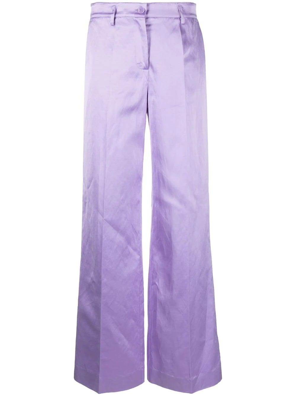 P.A.R.O.S.H LILAC SATIN WIDE-LEG TAILORED TROUSERS