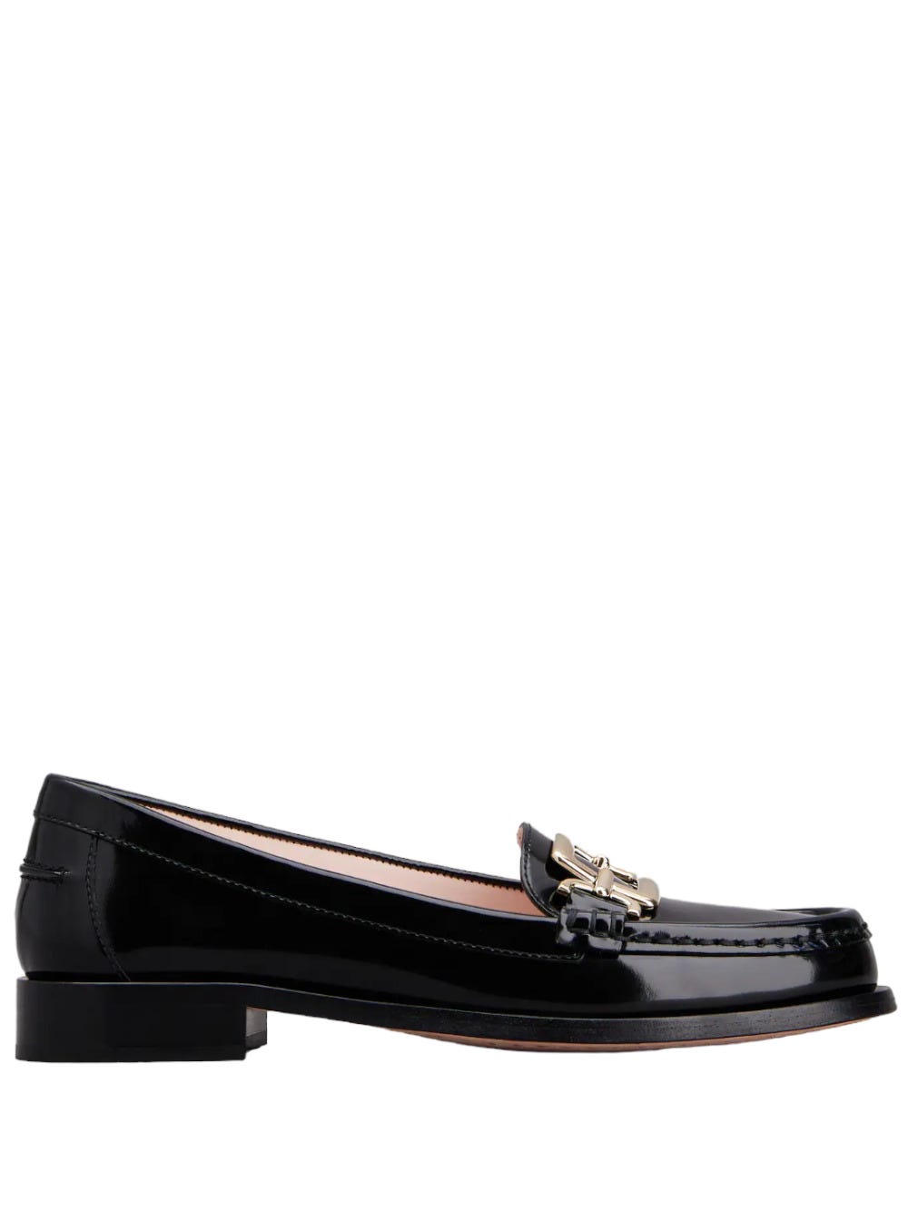 ROGER VIVIER BLACK PATENT LEATHER MORSETTO LOAFERS WITH METAL BUCKLE