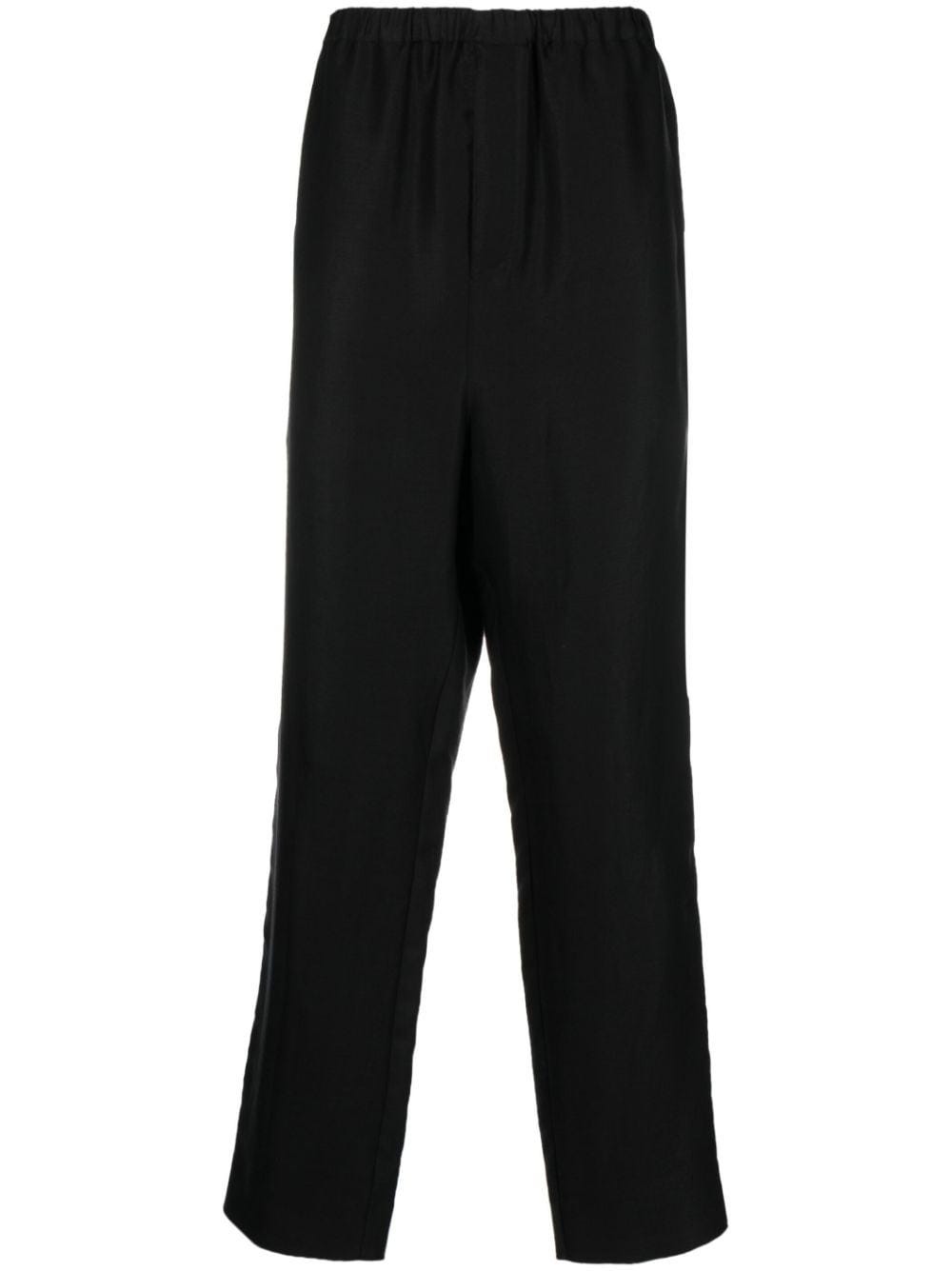 SAINT LAURENT BLACK HIGH-WAISTED TAPERED TROUSERS
