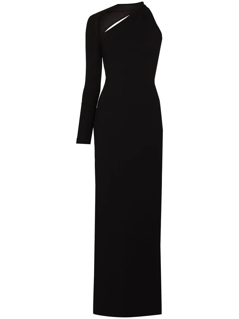 Solace London Saren One Shoulder Evening Gown In Nero | ModeSens