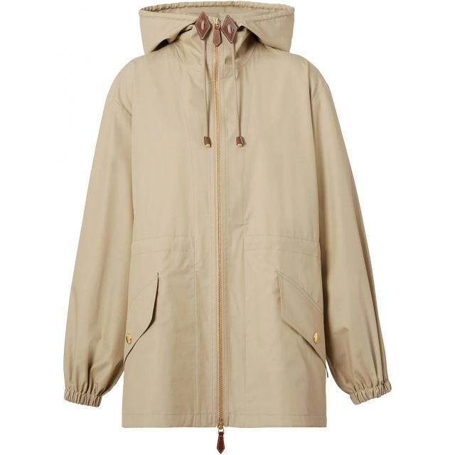 Lightweight beige hooded jacket