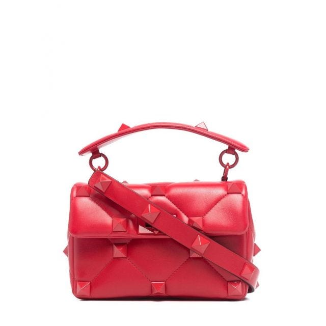 Valentino Garavani Roman Stud Leather Shoulder Bag - Red