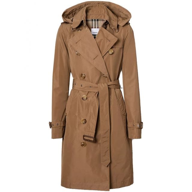Kensington trench coat in taffeta with detachable hood