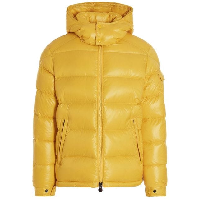 Yellow Maya short down jacket with hood
