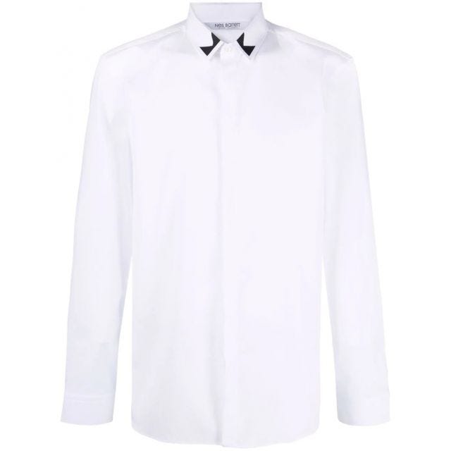 Printed collar white Shirt