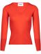 Red V-neck sweater 
long sleeves
