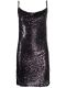 Short purple sequined dress with thin straps