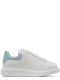 White oversized sneakers with light blue contrast detail