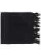 Black scarf with embroidered logo and fringes