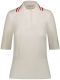 Cream fine knit Polo Shirt with red contrasts