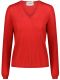 Red fine knit V-neck long sleeved Sweater