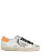 White Superstar Sneakers with orange contrasting detail