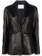 Black single-breasted leather blazer
