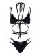 Black ribbed bikini with ties