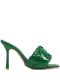 Green braided patent leather mules