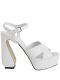 White sandals with a sculpted heel