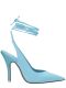 Light blue Venus pumps with rhinestone decoration on heel
