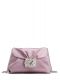 Borsa mini Drapé rosa con fibbia RV Bouquet Strass