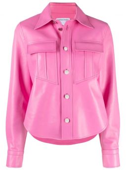 Pink leather Shirt Jacket