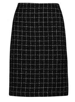 Knee-length skirt 
black lurex check pattern