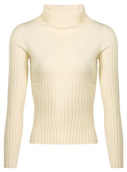 Cream turtleneck sweater 
ribbed