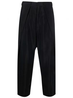 Pantaloni crop neri con righe laterali