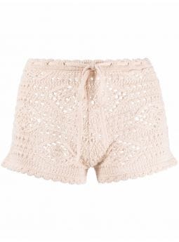 Shorts all'uncinetto beige