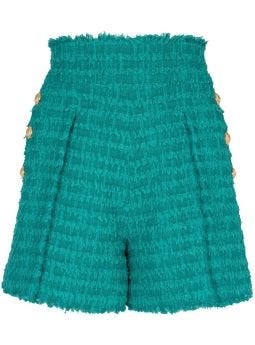 Shorts sartoriali verdi in tweed