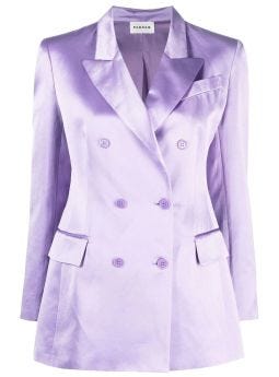 Satin-finish lilac double-breasted blazer