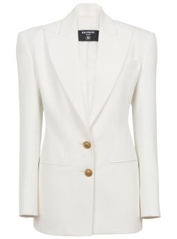 White 2-Button single-breasted crepe blazer