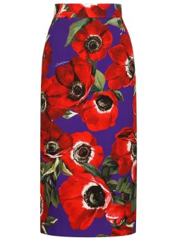 Floral-print pencil skirt