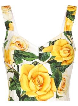 Rose-print corset top