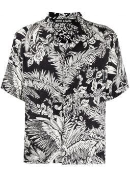 Jungle print black short sleeved Shirt