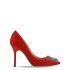 Red Hangisi Pumps with buckle and pom poms