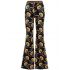 Floral jacquard knit black flared Trousers