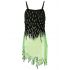 Sequin embellished black and green asymmetric Dress