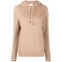 Camel brown embroidered logo knitted hoodie