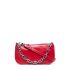 Red chain-link leather shoulder bag