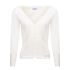 White cardigan with sleeves 
lumghe V-neck.