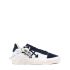 Blue and white low vulcanized canvas and suede sneakers