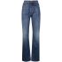 Blue high-waisted straight jeans