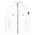 White Compass-patch hooded fleece jacket