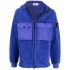 Blue Compass-patch hooded fleece jacket