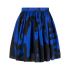 Blue abstract-print pleated full skirt