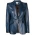 Blue fitted leather blazer