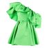 Green short dress with ruffles and flounces