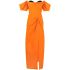 Orange long tailored dress with open shoulders