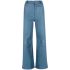 Light blue crop pants in wide-leg leather