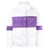Purple and white color block padded puffer jacket with logo